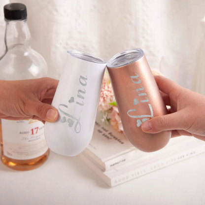 Personalized Name Bridesmaids Champagne Flute Tumbler Bachelorette Stainless Flute Wine Glass Bridesmaids Gift for Her
