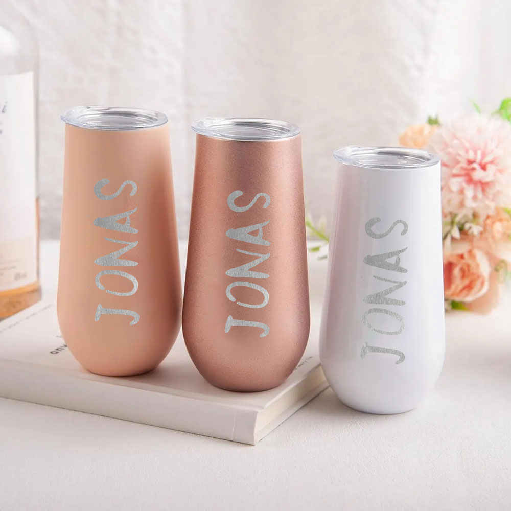 Personalized Name Bridesmaids Champagne Flute Tumbler Bachelorette Stainless Flute Wine Glass Bridesmaids Gift for Her