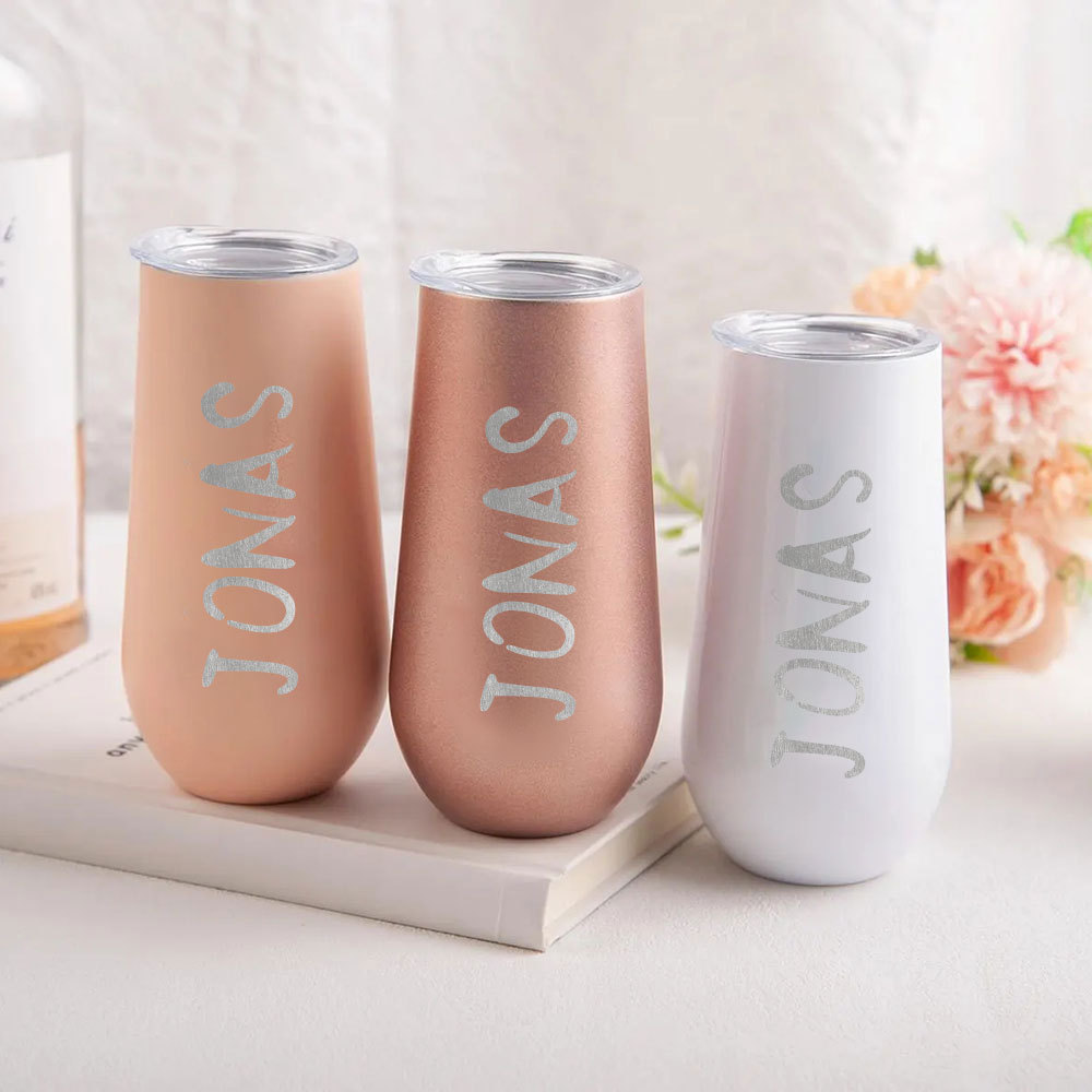 Personalized Name Bridesmaids Champagne Flute Tumbler Bachelorette Stainless Flute Wine Glass Bridesmaids Gift for Her