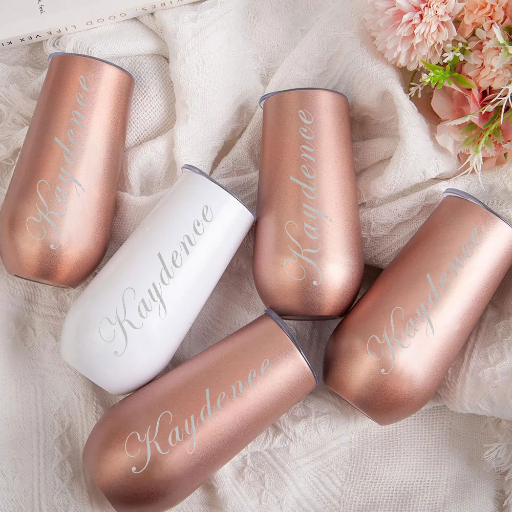Personalized Name Bridesmaids Champagne Flute Tumbler Bachelorette Stainless Flute Wine Glass Bridesmaids Gift for Her
