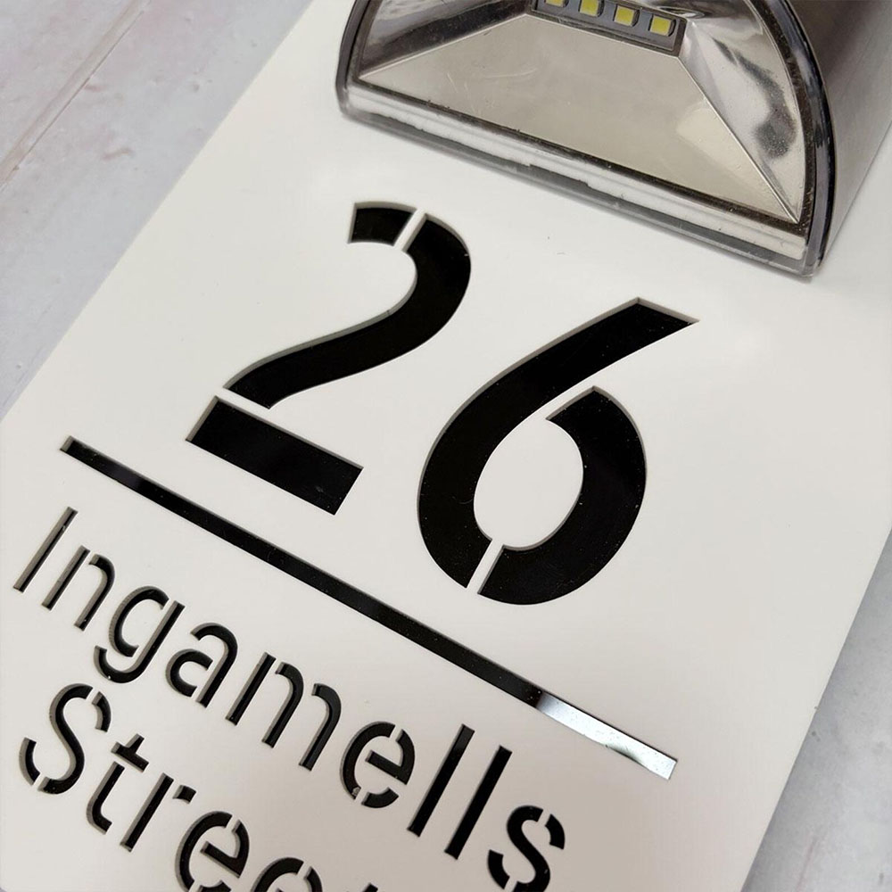 Personalized Solar House Signs Laser Cut Mirror Number Sign with LED Light Waterproof Door Address Plaque House Warming Gifts