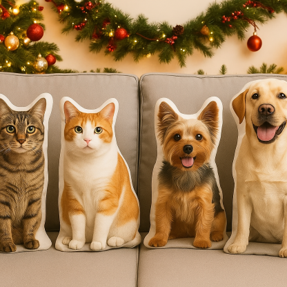 Custom 3D Pet Photo Pillow Personalized Picture Double Sided Printing Pet and Loved Ones Pillow Christmas Gifts