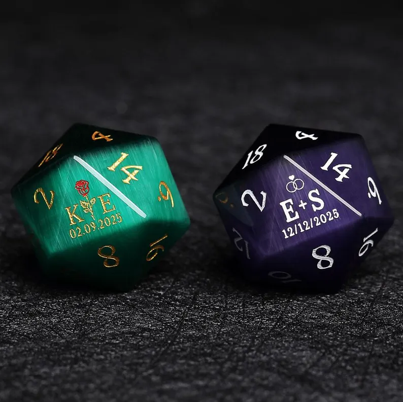 Personalized Engraved D&D Gift Marriage Dice Custom Anniversary D20 Dice Anniversary Gift for Her/Him