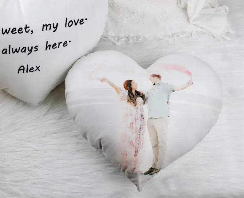 Personalized Photo Heart Pillow Custom 3D Pillow Plush Keepsake Valentine's Day Gift
