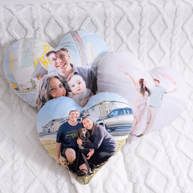 Personalized Photo Heart Pillow Custom 3D Pillow Plush Keepsake Valentine's Day Gift