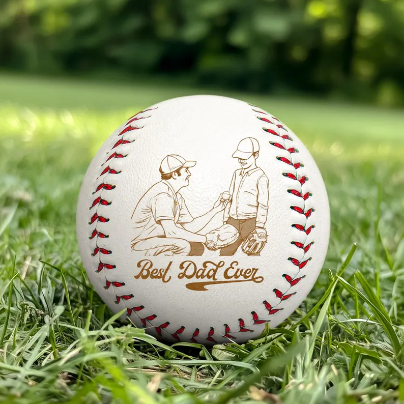 Personalized Photo on Baseball Ball Engraved Custom Your Kids Picture Father's Day Present