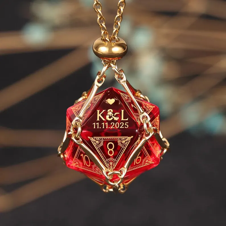 Custom Anniversary D20 Dice Personalized Engraved D&D Gift Marriage Dice Anniversary Gift for Her/Him