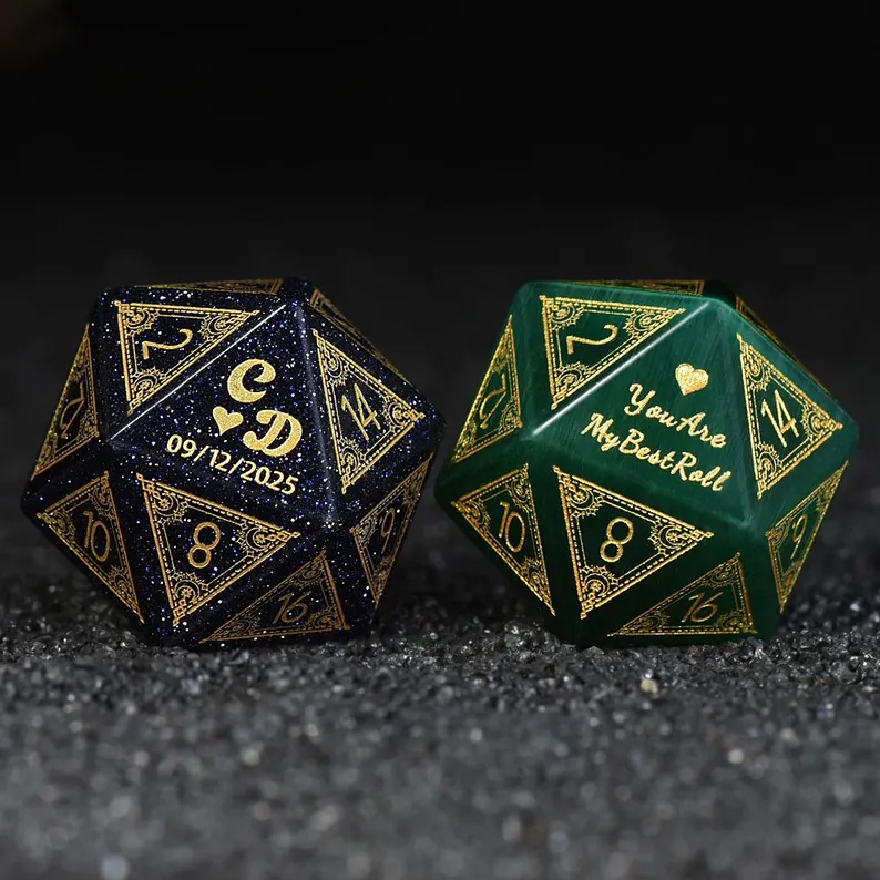 Custom Anniversary D20 Dice Personalized Engraved D&D Gift Marriage Dice Anniversary Gift for Her/Him