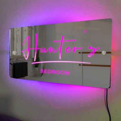 Custom Name Mirror Sign LED Light Up Mirror Christmas Gifts Bedroom Sign Neon Illuminated Light