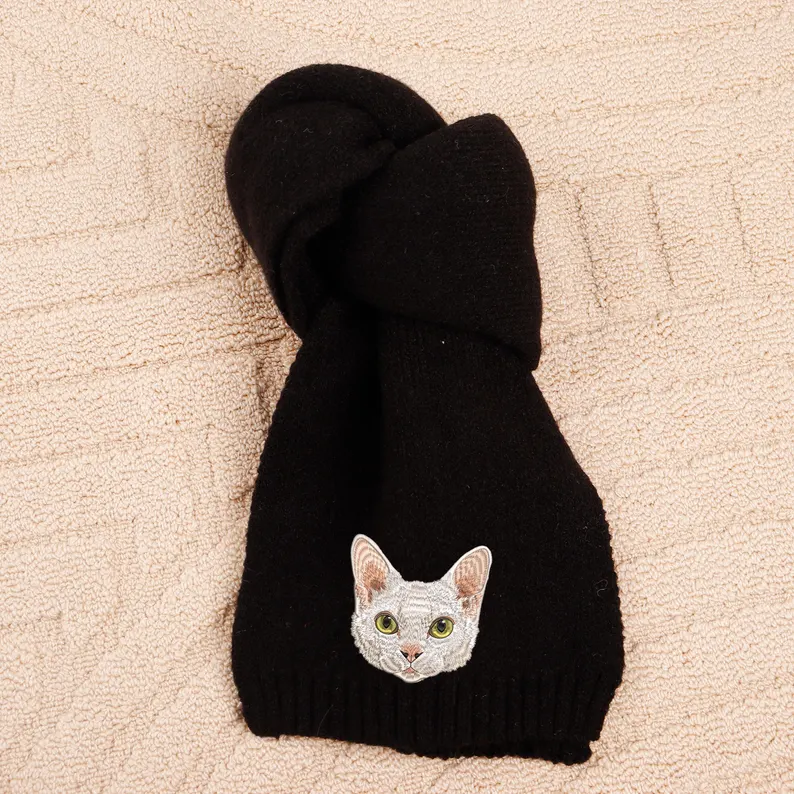 Personalized Pet Face and Name Scarf Custom Embroidered Pet Portrait Scarf Christmas Gift for Dog Mom/Dad