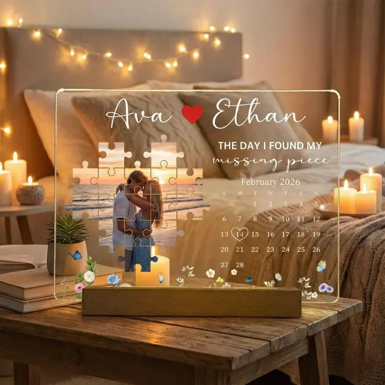 Custom Photo Light Frame The Day I Found My Missing Piece Customized Light Frame Personalized Valentine's Day Gifts
