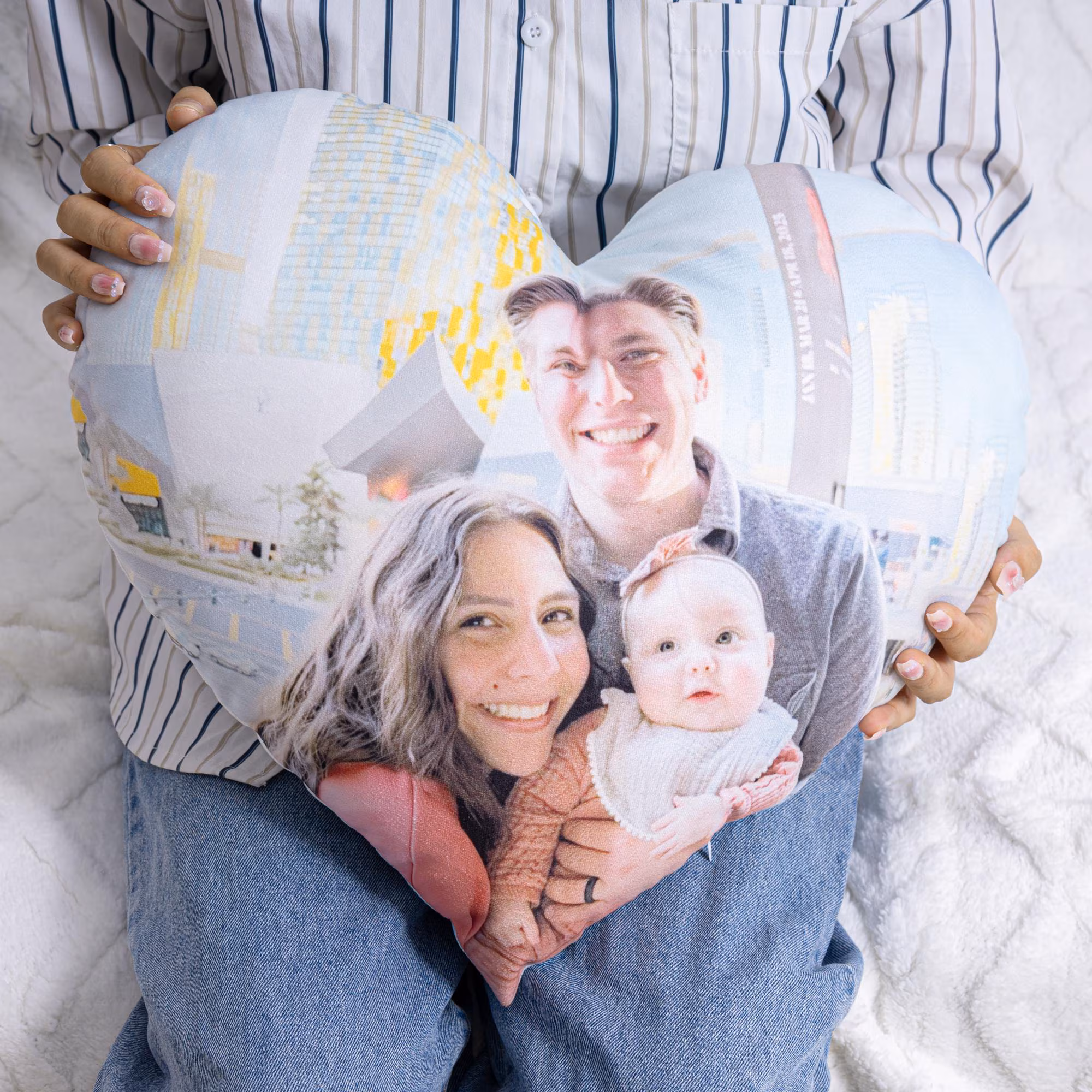 Personalized Photo Heart Pillow Custom 3D Pillow Plush Keepsake Valent