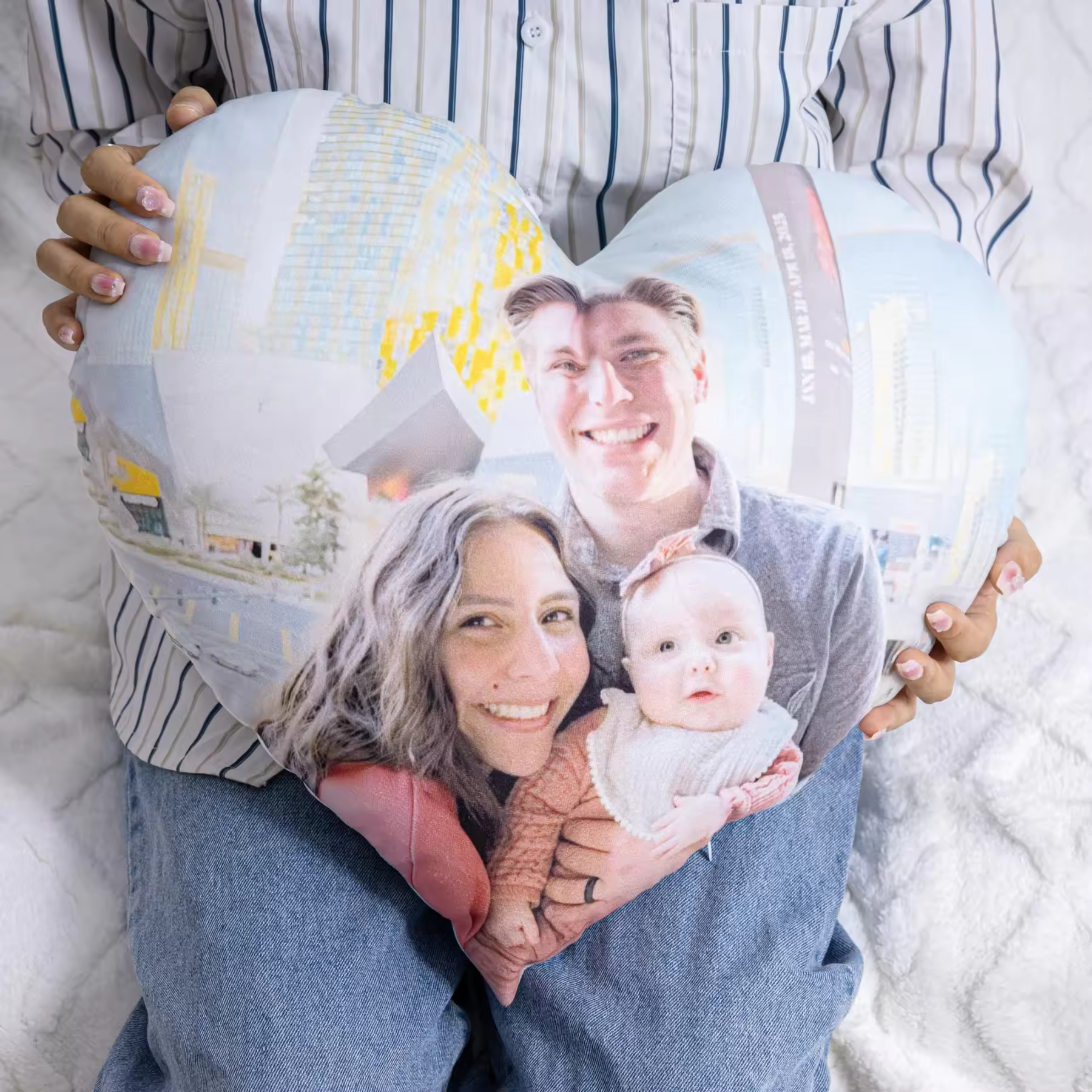 Personalized Photo Heart Pillow Custom 3D Pillow Plush Keepsake Valent