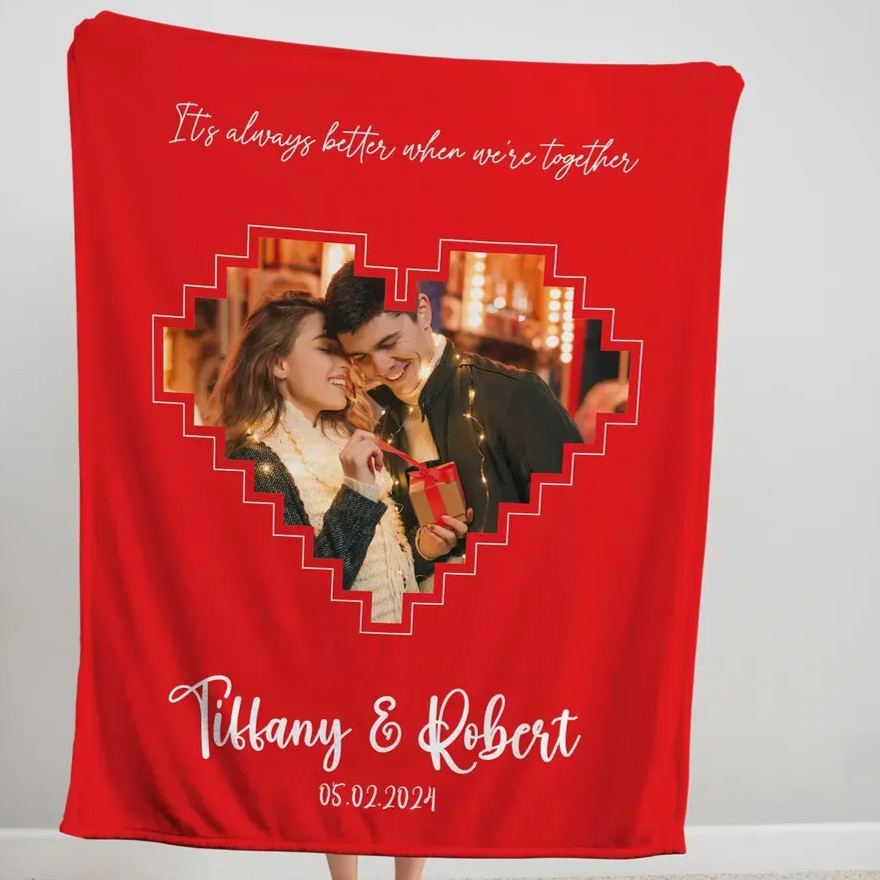 Custom Blanket with Photos Collage Blanket Personalized Throw Blanket with Photos Valentine's Day Gift for Couple