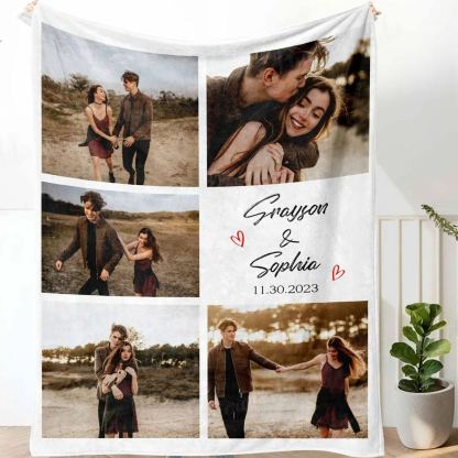 Custom Blanket with Photos Collage Personalized Throw Blanket with Photos Valentine's Day Gift