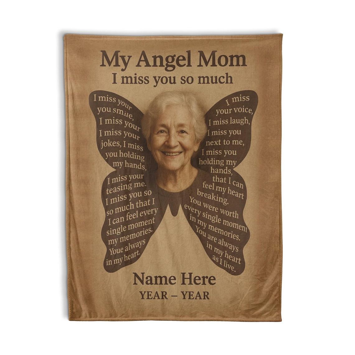 Custom Photo Blanket Butterfly Personalized Custom Blanket with  Photos Gift for Grandma