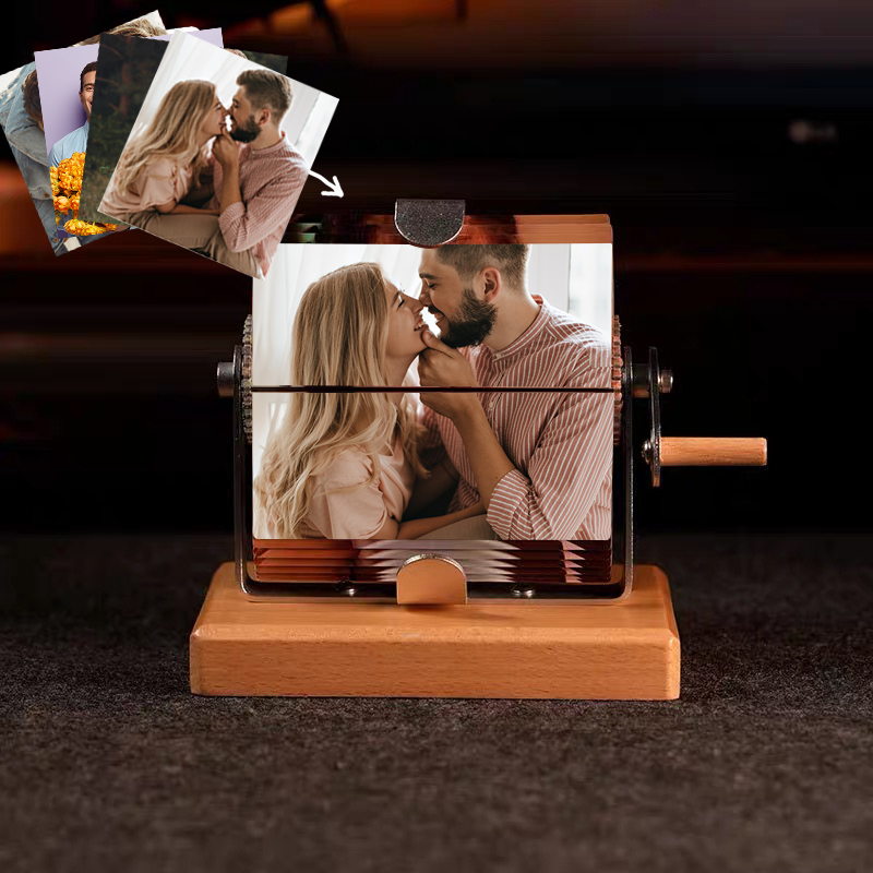 Custom Mechanical Hand-Crank Photo Frame Personalized 32 Photo Box DIY Album DIY Gift for Couple