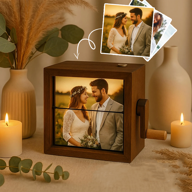 Personalized Flipbook Frame Animation Machine Mechanical Hand Motion Photo Cube Album Valentine's Gifts