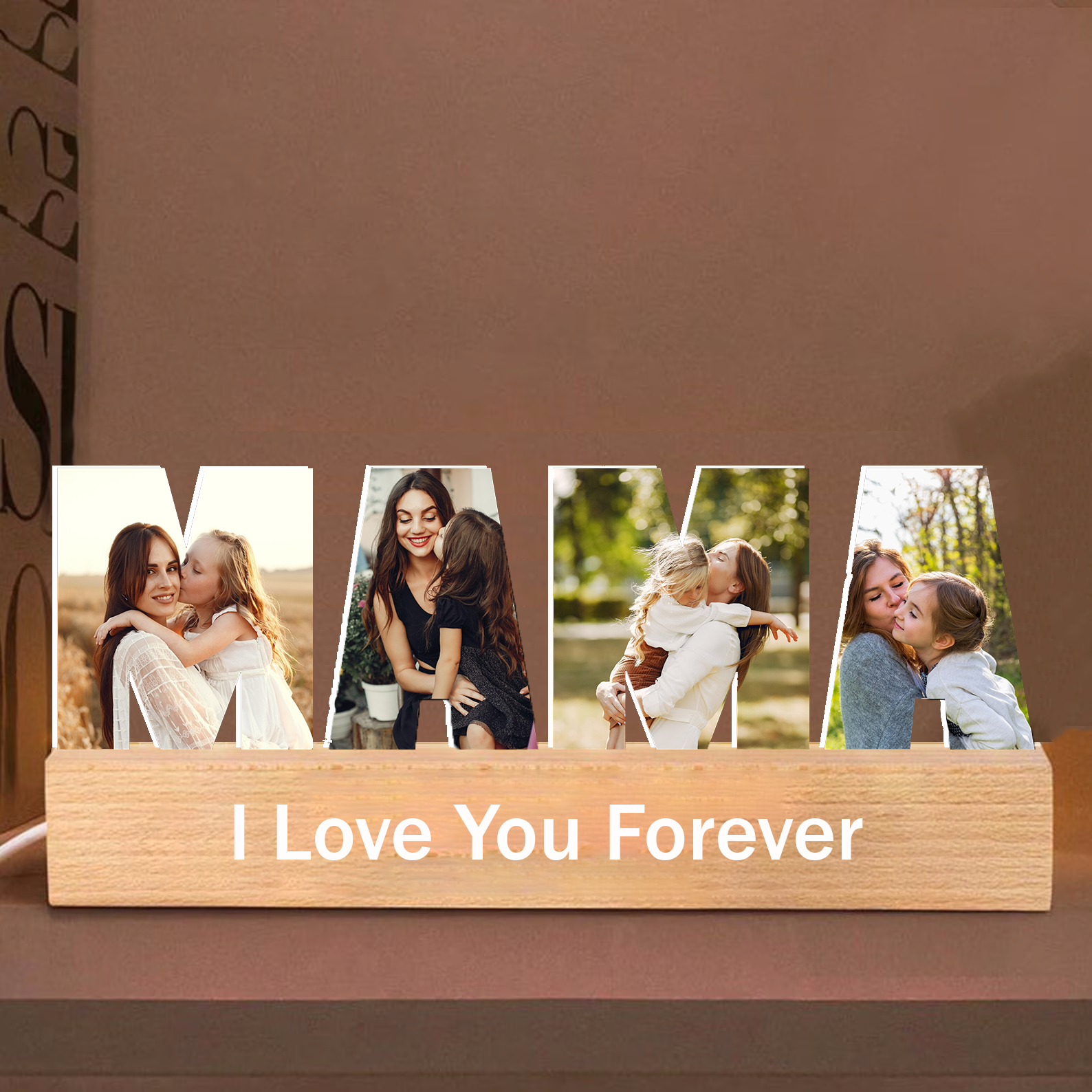 Personalized Photo Collage Night Light Custom Text Photo Led Light Mama Gift