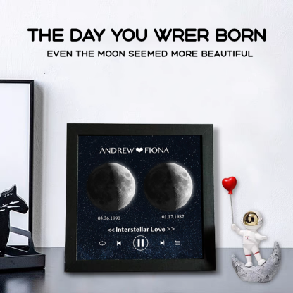 Personalized Moon Phase Music Photo Frame Custom Date The Day You Were Born Anniversary Gift (Can Play Music)