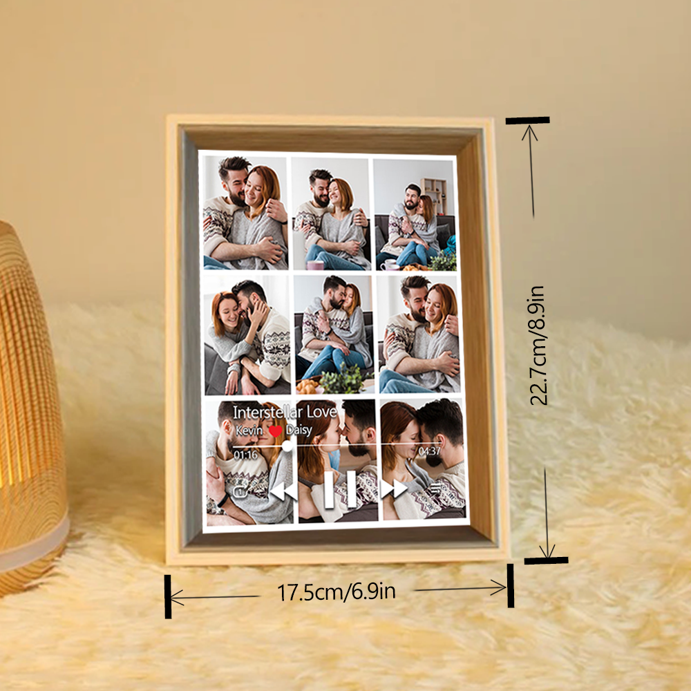 Custom Collage Photo Music Frame with Song Album Cover Personalized Photo Valentine’s Gifts (Can Play Music)