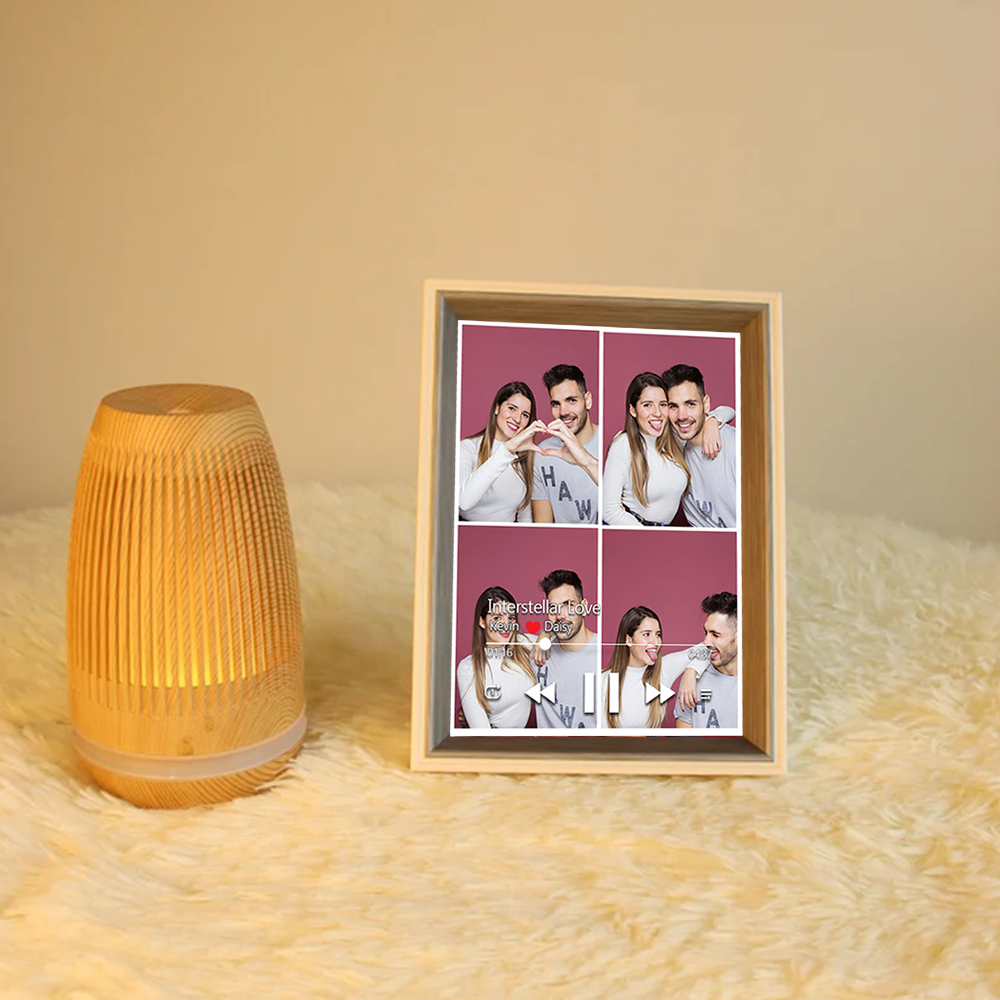 Custom Collage Photo Music Frame with Song Album Cover Personalized Photo Valentine’s Gifts (Can Play Music)