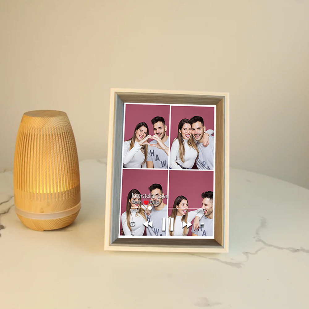 Custom Collage Photo Music Frame with Song Album Cover Personalized Photo Valentine’s Gifts (Can Play Music)