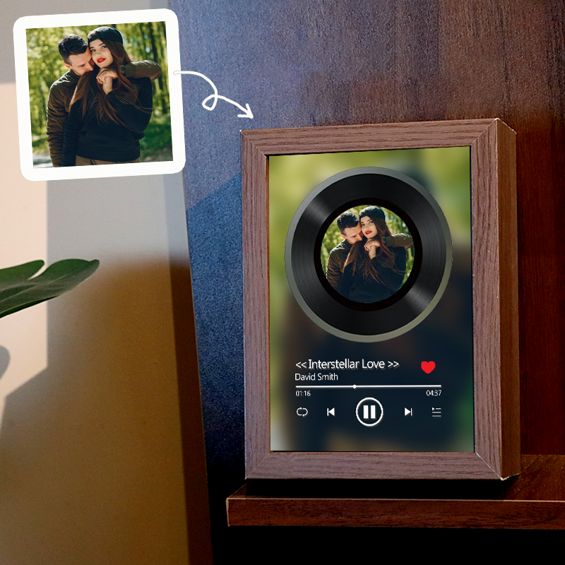 Custom Whole Song Photo Frame with Music Personalized Picture Frame Valentine's Day Gifts (Can Play Whole Song)