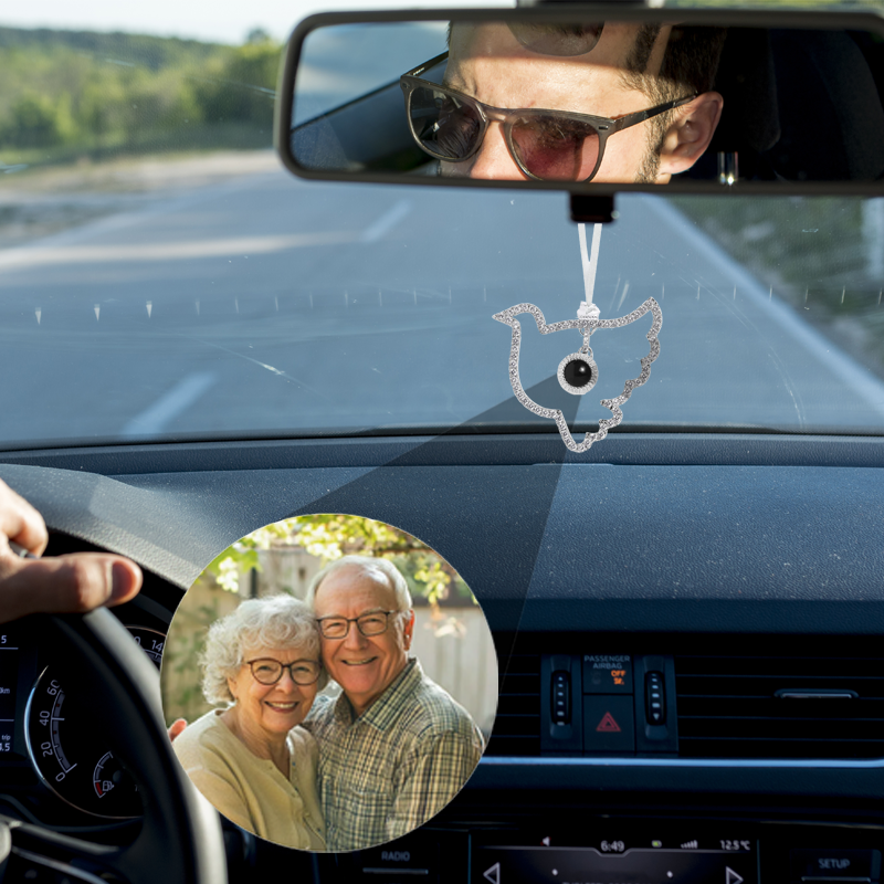 Angel Custom Projection Car Hanging Ornament Personalized Photo Rear View Mirror Pendant Memorial Keepsake Decoration