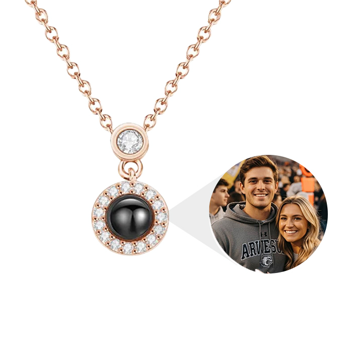 Personalized Photo Necklace Projection Petite Halo Locket Jewelry Hear