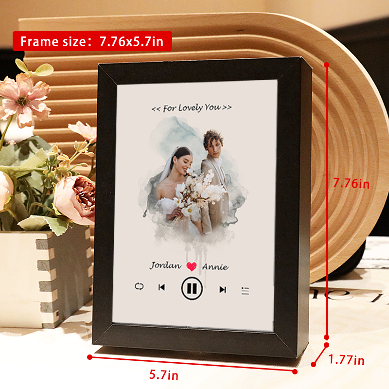 Personalized Photo Music Frame with Custom Names Photo Frame Music Player Wedding Gifts (Can Play Whole Song)