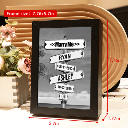 Personalized Music Frame with Names and Date of Birth Vintage Street Sign Custom Music Player Gift for Couple (Can Play Whole Song)