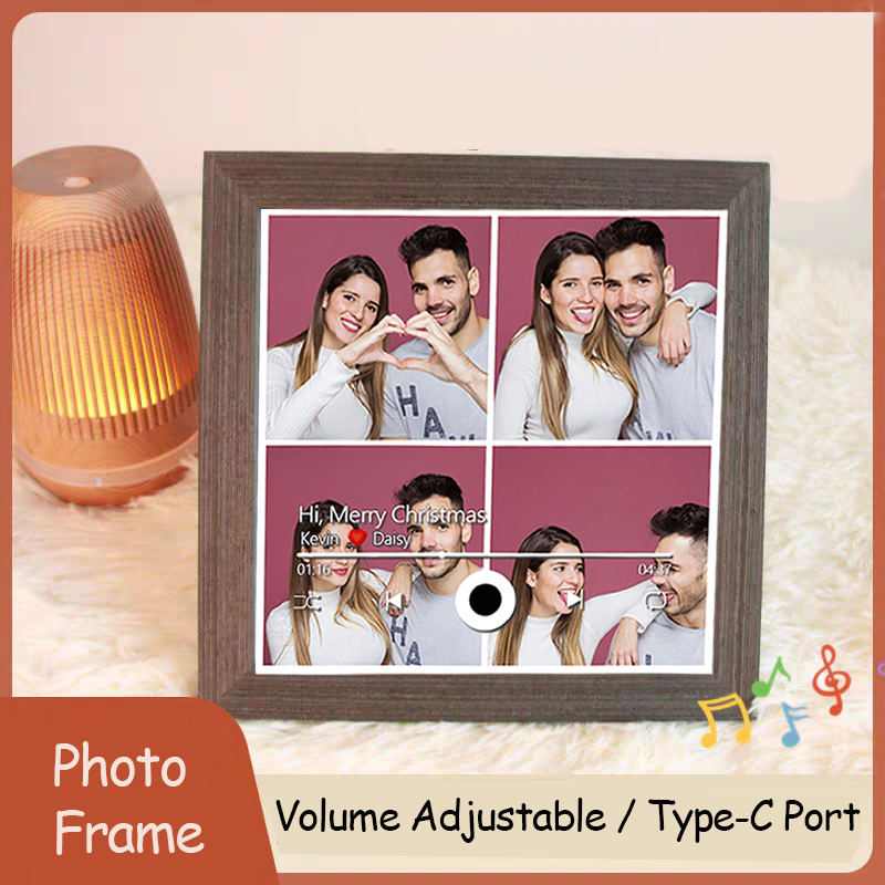 Custom Collage Photo Music Frame with Song Album Cover Personalized Photo Valentine’s Gifts (Can Play Music)