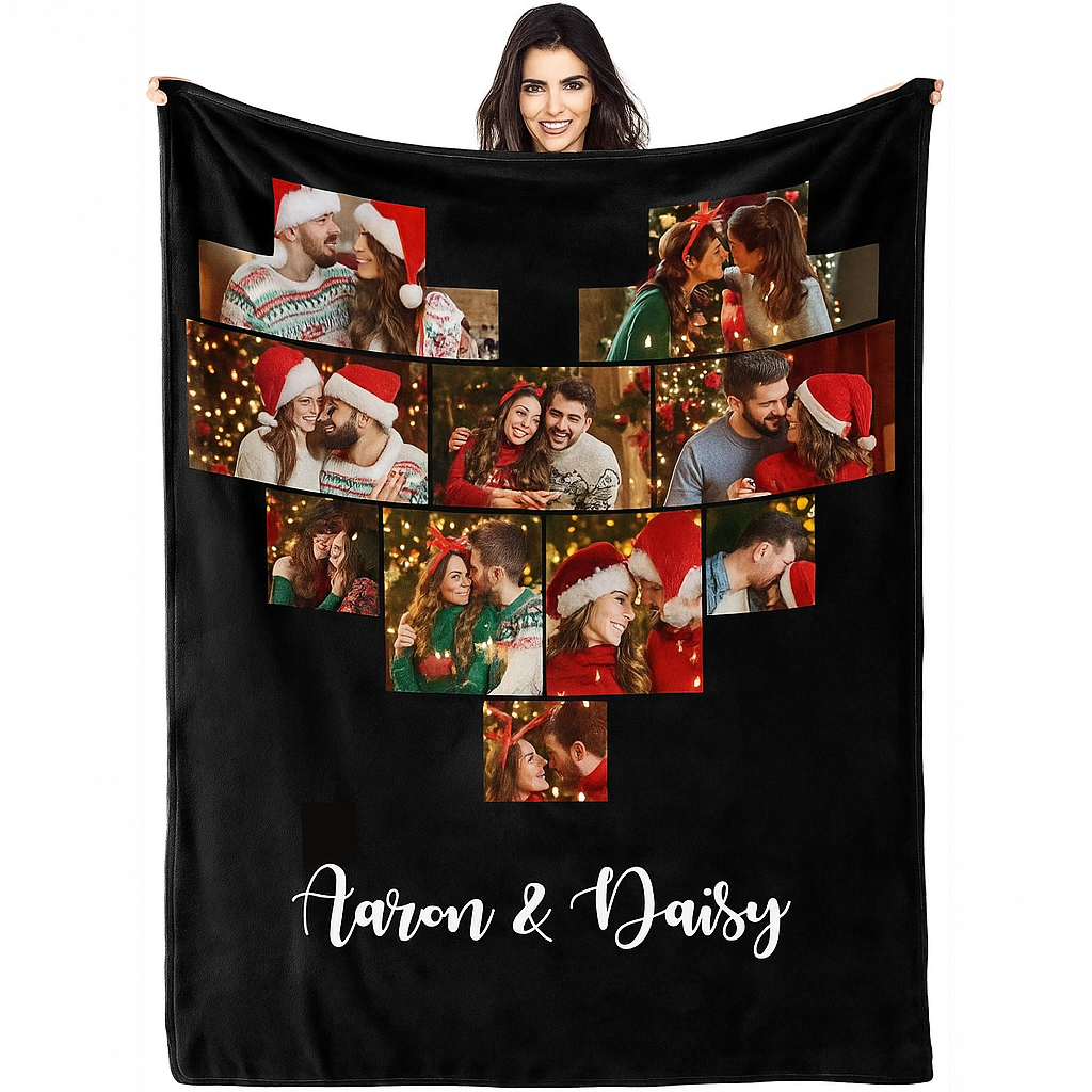 Custom Collage Photo Blanket Personalized Throw Blanket with Photos Text Christmas Gifts