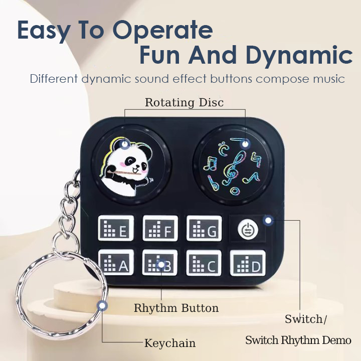 Mini Music Playable DJ Cartoon Creative Lighting Electronic Game Console Keychain Pendant Toy