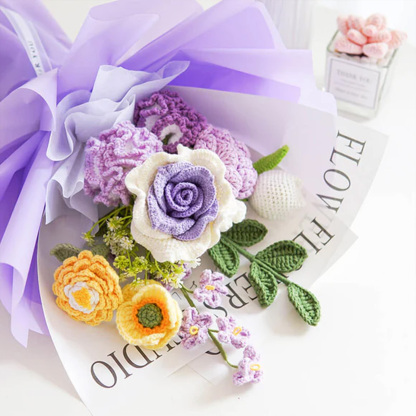 Weave Flowers Bouquet Rose Carnation Tulip Cosmos Myosotis 12 Flowers Bouquet Set