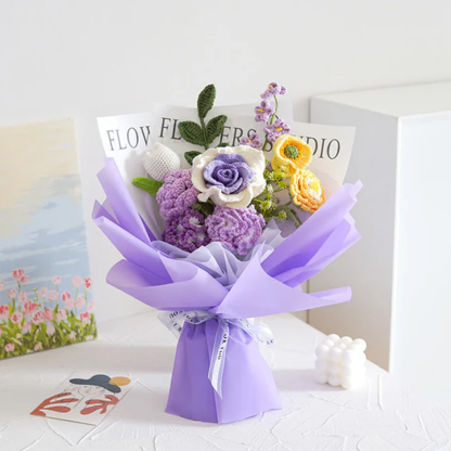 Weave Flowers Bouquet Rose Carnation Tulip Cosmos Myosotis 12 Flowers Bouquet Set