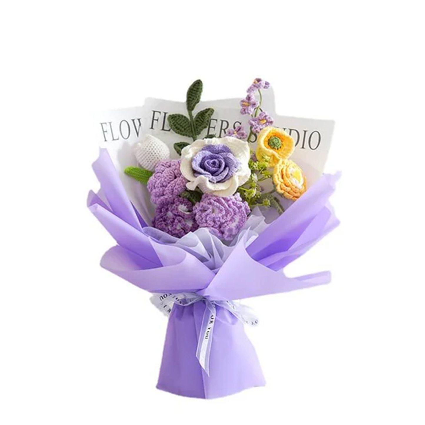 Weave Flowers Bouquet Rose Carnation Tulip Cosmos Myosotis 12 Flowers Bouquet Set