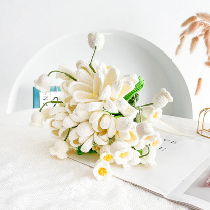 Weave Flowers Bouquet Tulip Lily of the Valley 21 Flowers Bouquet Set Gift for Wedding