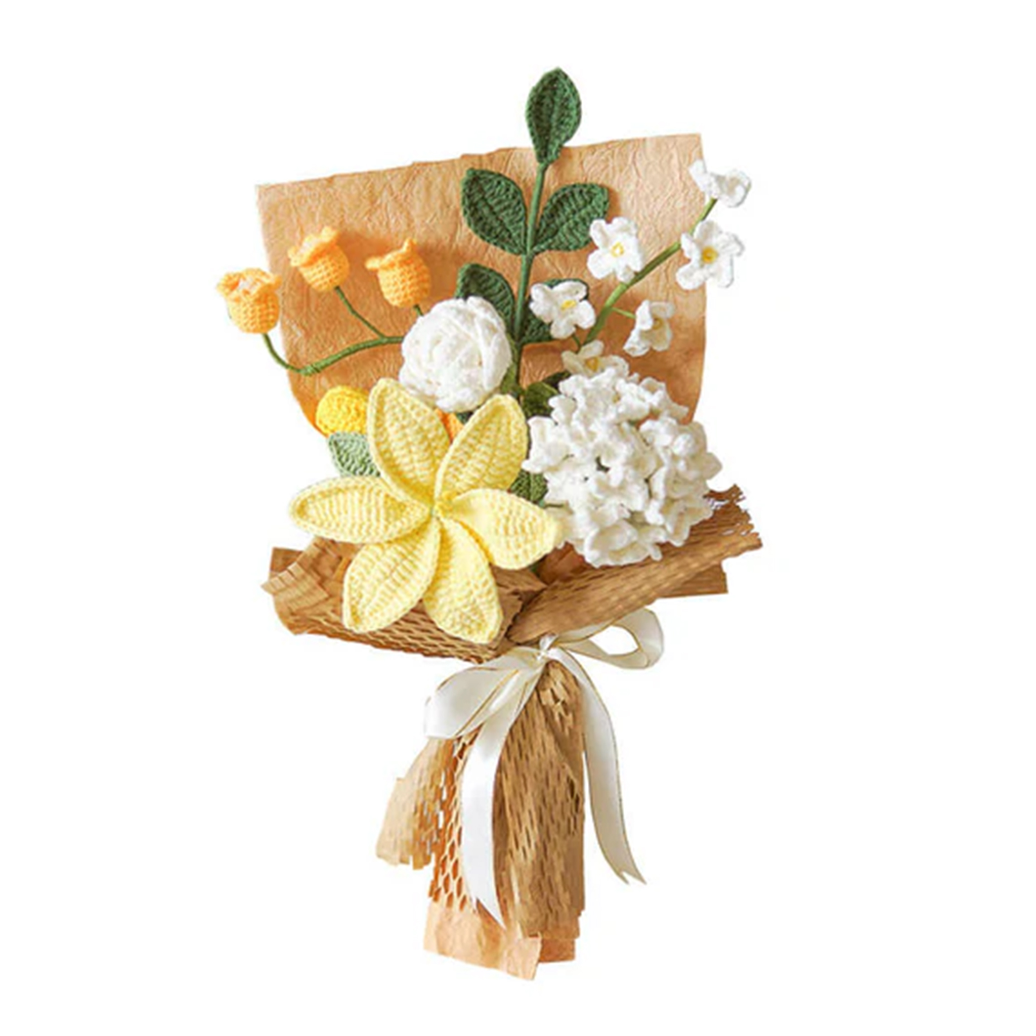 Weave Flowers Bouquet Rose Lilies Hydrangea Lily of the Valley Myosotis  21 Flowers Set Anniversary Gift for Her