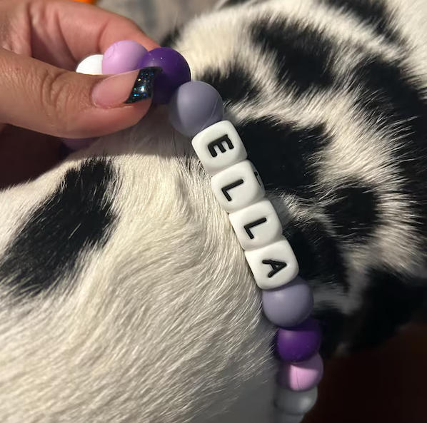 Personalized Black and White Custom Beaded Name Dog Collar Handmade Gift for Pet Lover