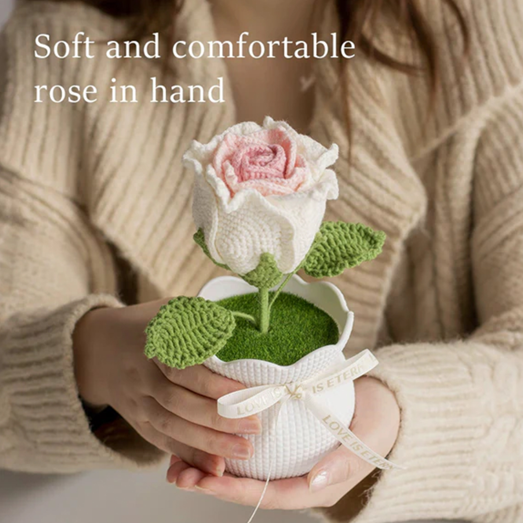 Weave Rose Flower Decoration Pot of Thai Rose Anniversary Gift for Her