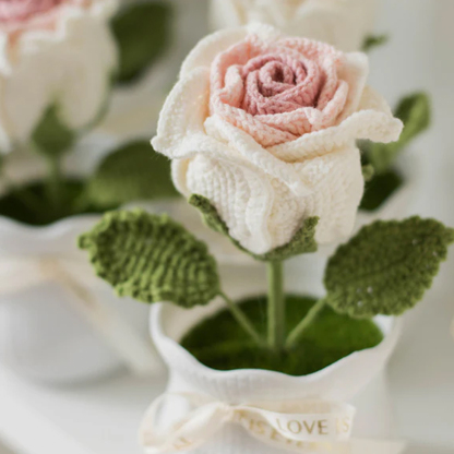 Weave Rose Flower Decoration Pot of Thai Rose Anniversary Gift for Her