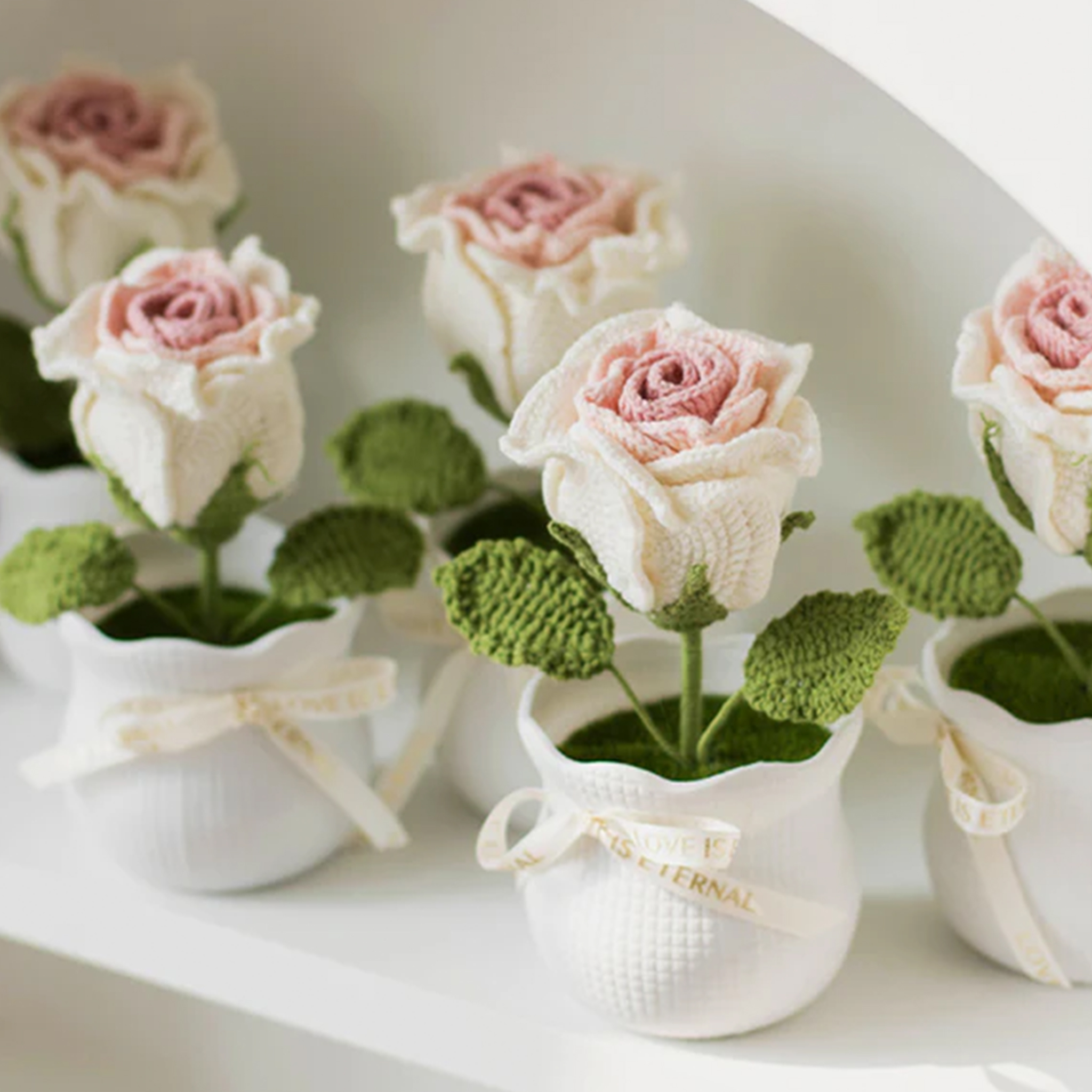Weave Rose Flower Decoration Pot of Thai Rose Anniversary Gift for Her
