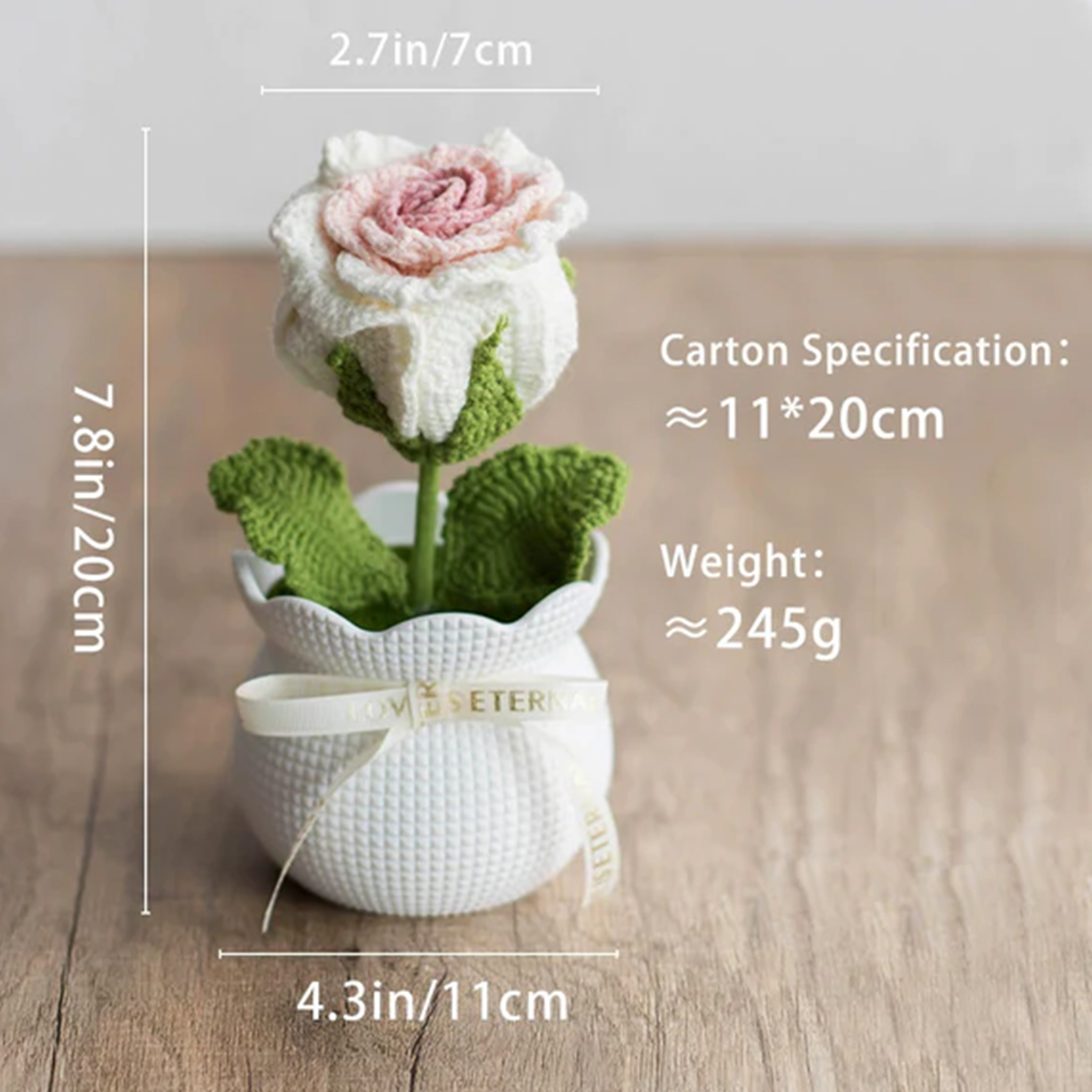 Weave Rose Flower Decoration Pot of Thai Rose Anniversary Gift for Her