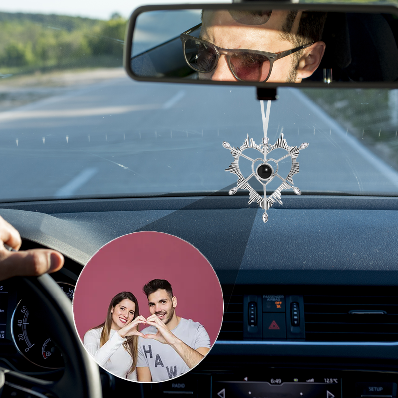 Angel Custom Projection Car Hanging Ornament Personalized Photo Rear View Mirror Pendant Memorial Keepsake Decoration