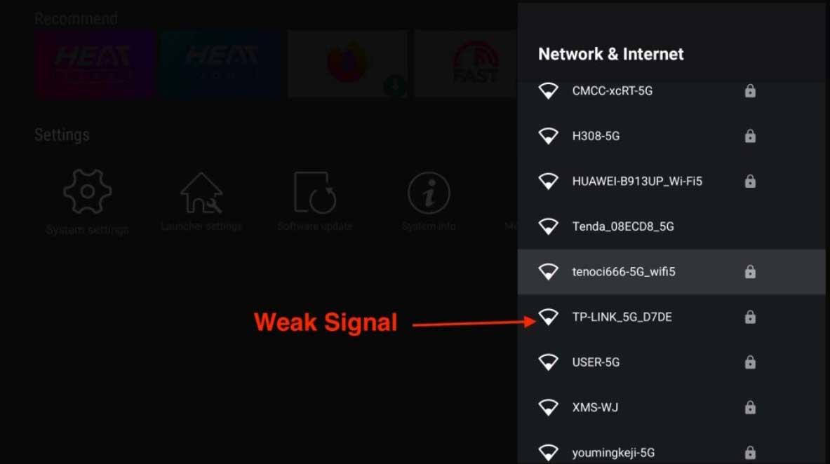 vseebox wifi network weak signal