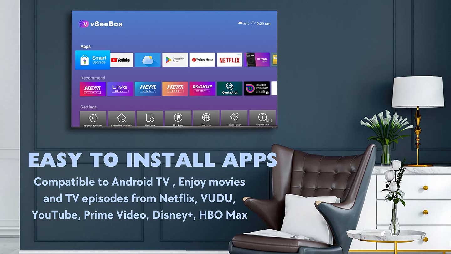 vSeeBox V3 Plus Compatibles with Android TV