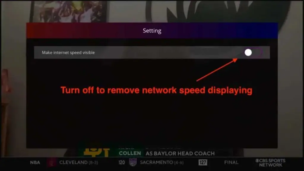 Hide network speed on Live TV top right corner