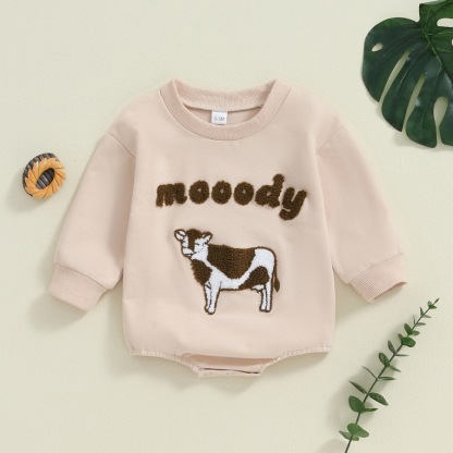 Cow embroidered long sleeve Ha clothes